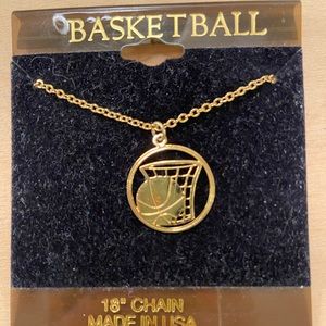 Gold tone basketball necklace